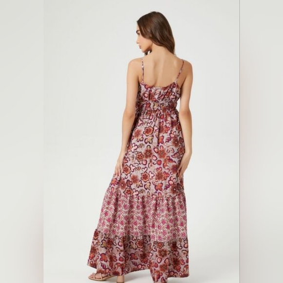 Tiered Reworked Floral Maxi Dress Sz S - Picture 3 of 6